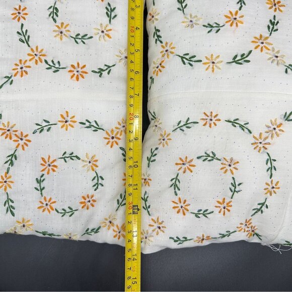 Vintage Throw Pillows Embroidered Floral Peach Green White Set Of 3 Cottagecore - Picture 10 of 10